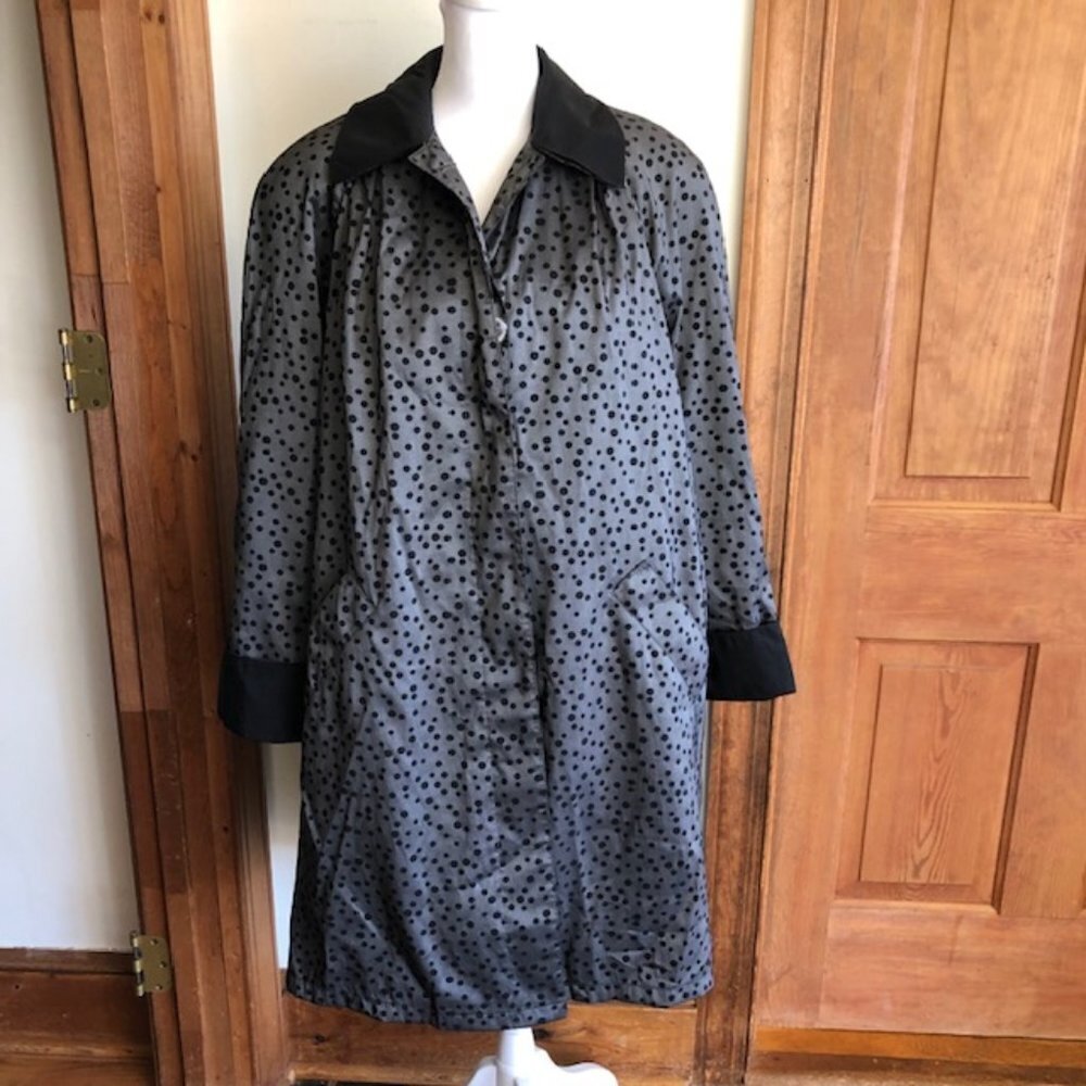 RALPH LAUREN Polka Dot Swing Coat with Removable Wool Lining Vintage